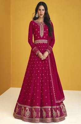  Sonam Bajwa Rani Pink Georgette Embroidered Anarkali Salwar Kameez 1