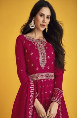  Sonam Bajwa Rani Pink Georgette Embroidered Anarkali Salwar Kameez 3