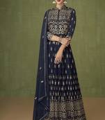 Navy Blue Georgette Embroidered Anarkali Salwar Kameez