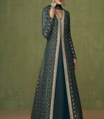 Dark Green Georgette Embroidered Abaya Suits