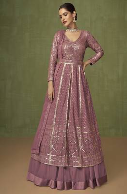 Onion Pink Georgette Embroidered Pakistani Salwar Kameez 2