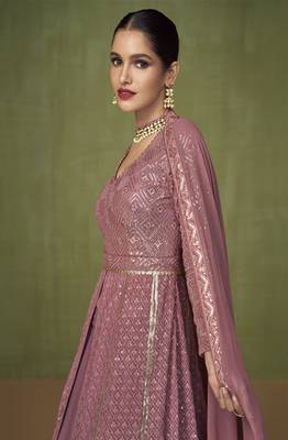 Onion Pink Georgette Embroidered Pakistani Salwar Kameez 3