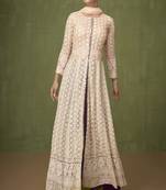 Off White Georgette Embroidered Abaya Suits