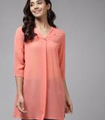 Red plain georgette party-tops