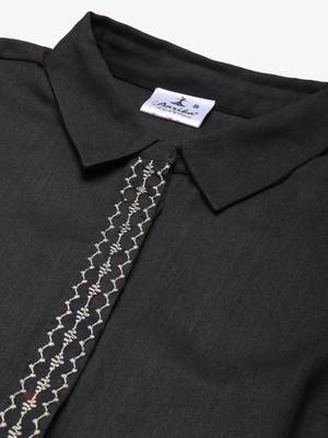 Black plain georgette short-dresses 2