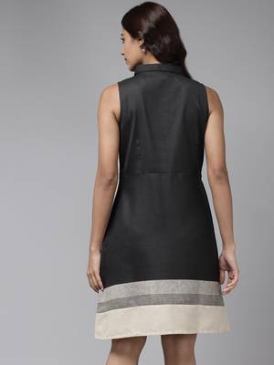 Black plain georgette short-dresses 5