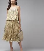 Yellow printed georgette short-dresses