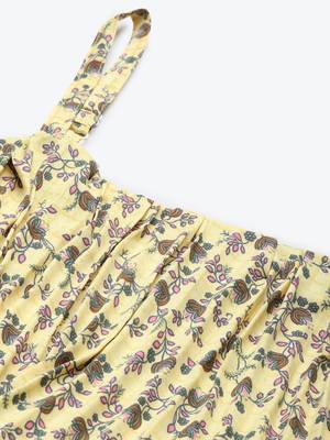 Yellow printed georgette short-dresses 2