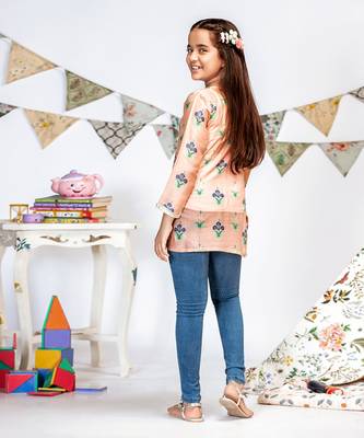 PS Kids by Payal Singhal Coral Printed Silkmul Tunic 3