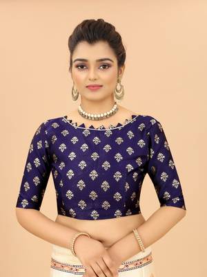 Blue jacquard jacquard semi stitched lehenga 4
