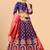 Blue jacquard jacquard semi stitched lehenga