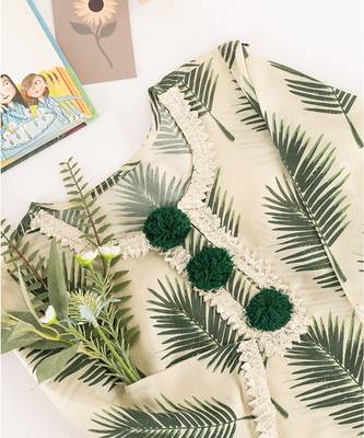 PS Kids by Payal Singhal Cream print Silkmul Tunic 1