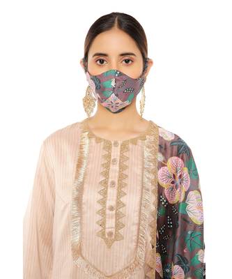 Beige printed chanderi ethnic-kurtis 4