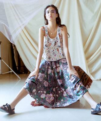 Payal Singhal Brown Printed Velvet Cropped Skirt 3