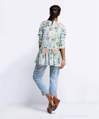 Payal Singhal Aqua Print Crepe Short Frill Tunic 3