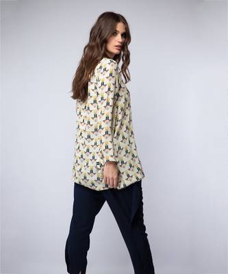Payal Singhal Cream Printed Crepe Side Cowl Tunic 4