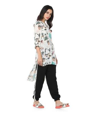 PS Pret by Payal Singhal White Colour Printed Crepe High-Low Tunic 3