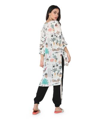PS Pret by Payal Singhal White Colour Printed Crepe High-Low Tunic 4