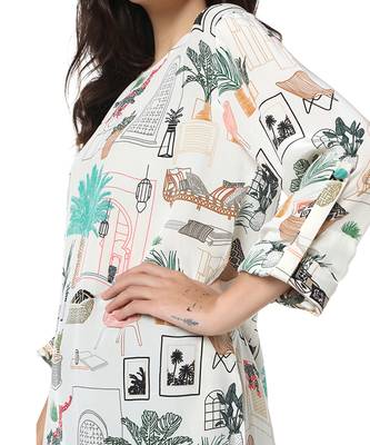 PS Pret by Payal Singhal White Colour Printed Crepe High-Low Tunic 5