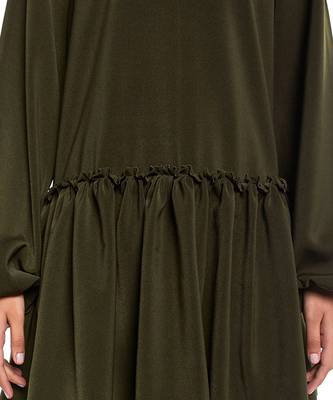 PS Pret by Payal Singhal Bottle Green Colour Thick Georgette Frill Hem Tunic 4