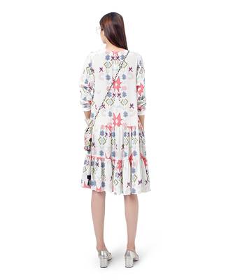 PS Pret by Payal Singhal White Colour Printed Crepe Frill Hem Tunic 6