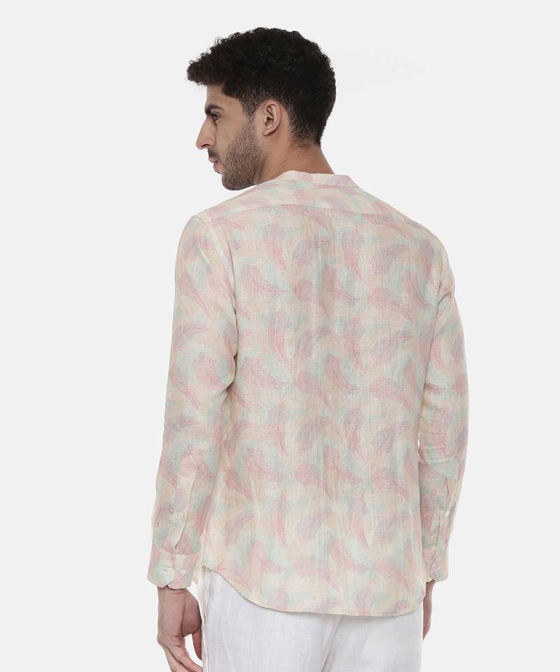 Pink Ivory floral Linen Shirt