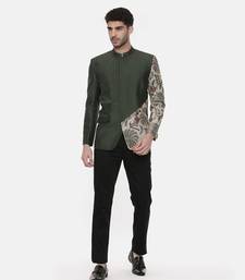 Classic Cotton Green Printed Bandhgala