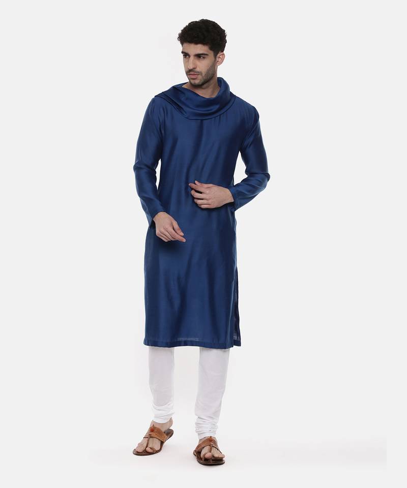 Blue Koul Linen Silk Kurta
