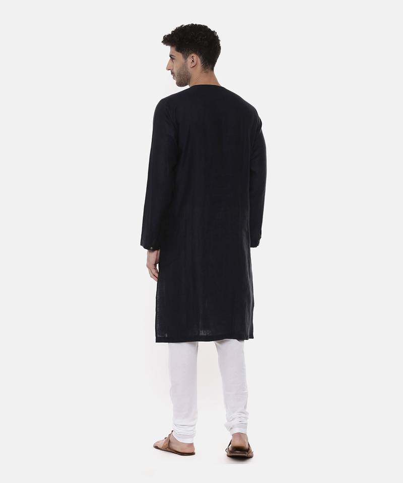 Green Blue Printed Linen Kurta