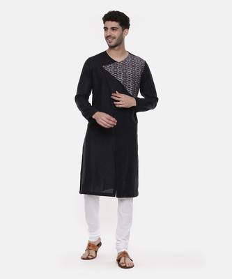 Green Blue Printed Linen Kurta 6
