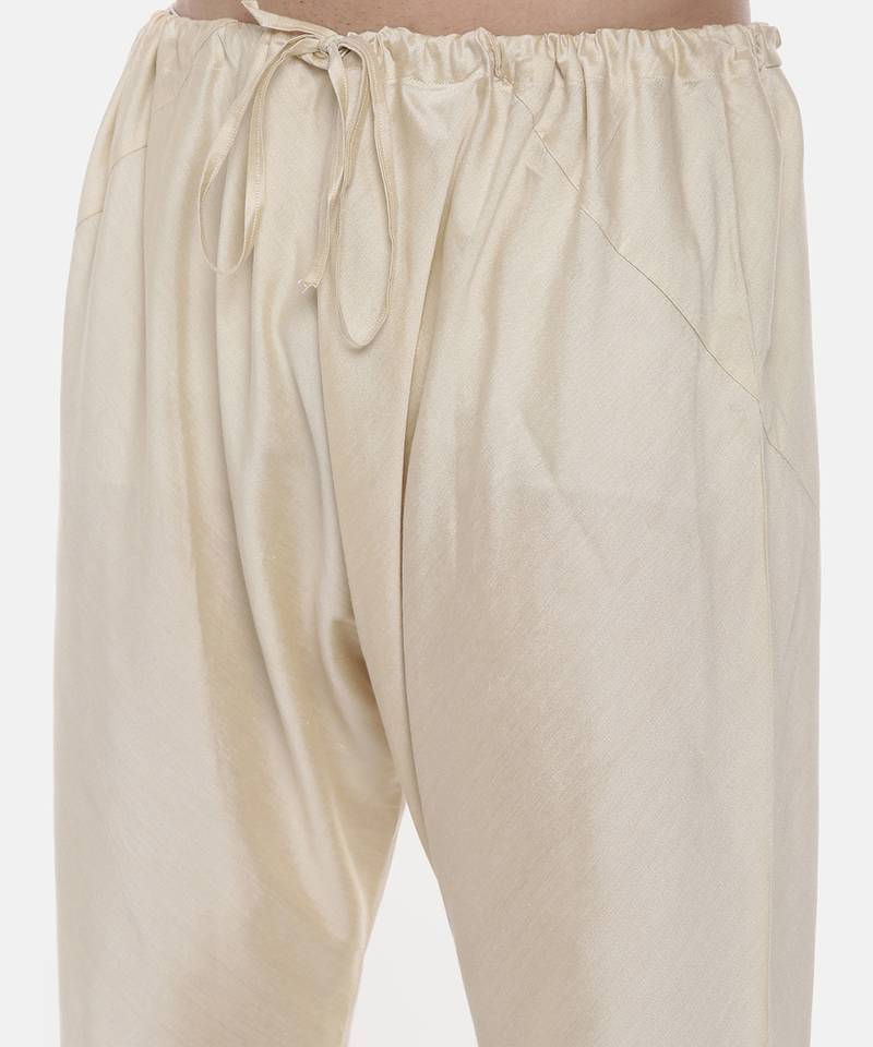 Beige Silk Printed Kurta