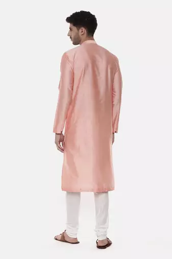 Pink Ivory Embroidered Silk Kurta
