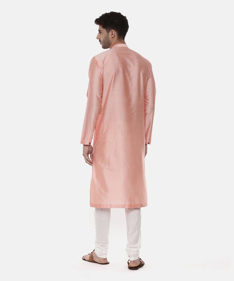 Pink Ivory Embroidered Silk Kurta