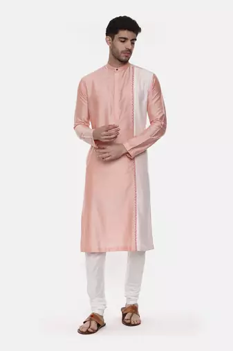 Pink Ivory Embroidered Silk Kurta