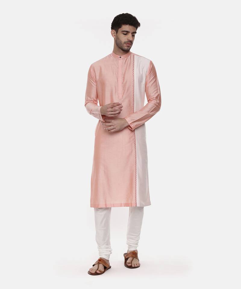 Pink Ivory Embroidered Silk Kurta