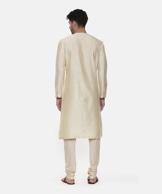 Beige Printed Silk Kurta 5