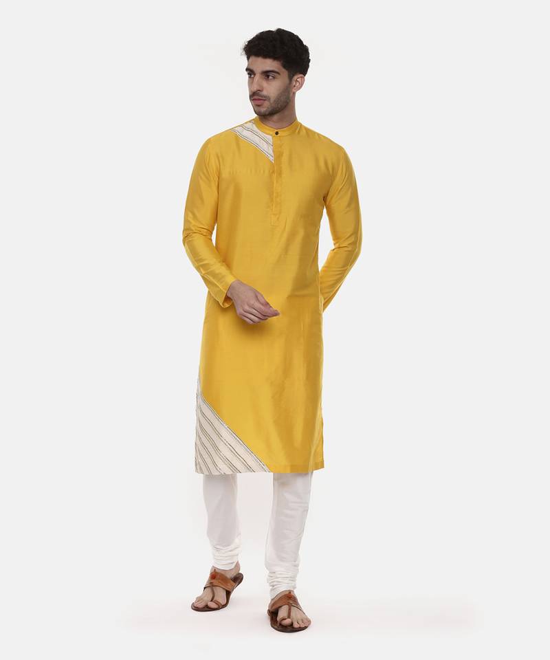 Yellow Silk Detail Kurta