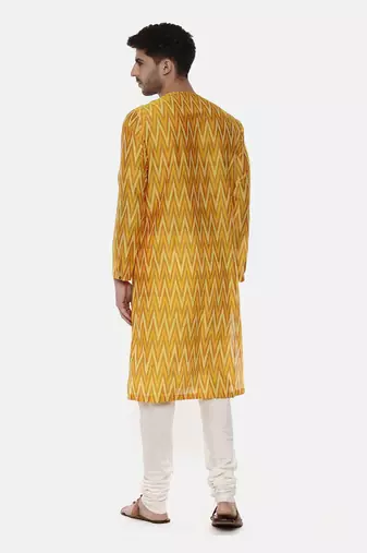 Silk Yellow Ikat Kurta
