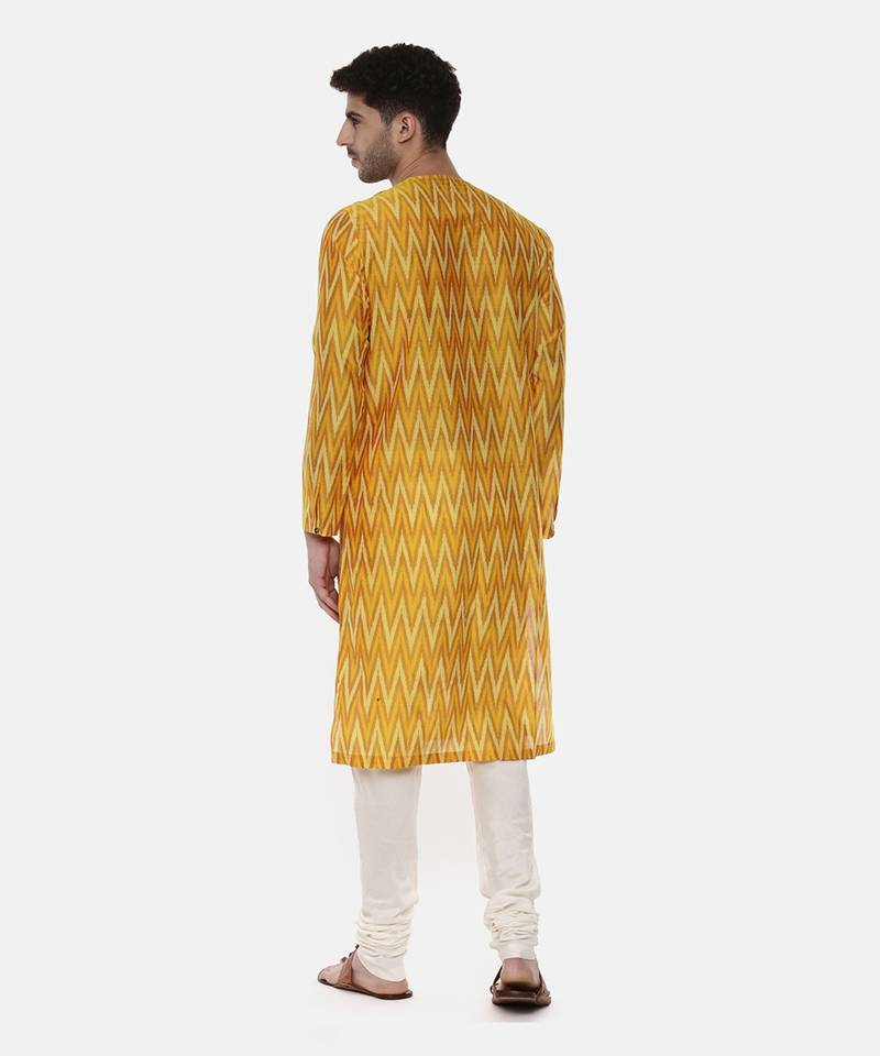 Silk Yellow Ikat Kurta