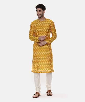 Silk Yellow Ikat Kurta 6