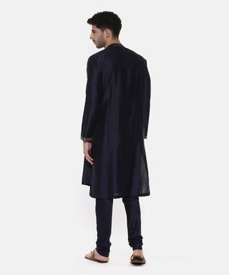 Blue Embroiderd Linen Silk Kurta 5