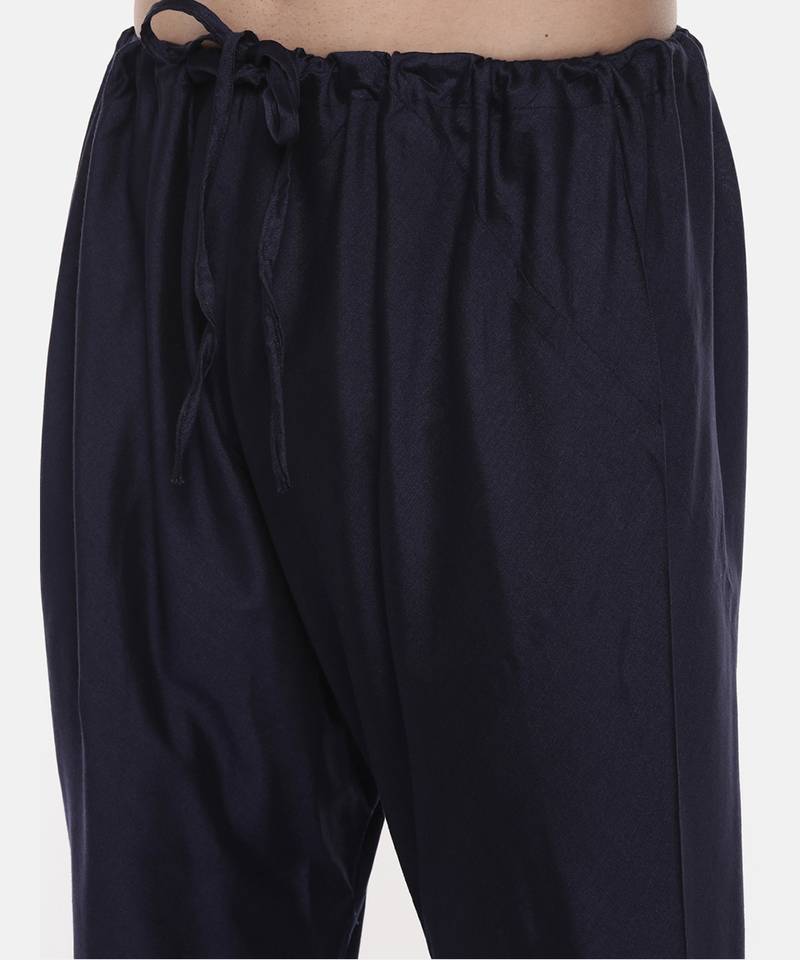 Blue Embroiderd Linen Silk Kurta