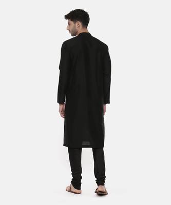 Black Silk Cut Away Kurta 5