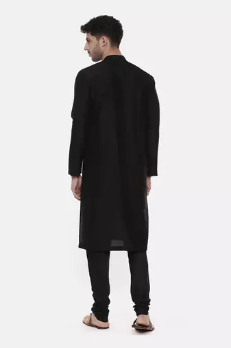 Black Silk Cut Away Kurta