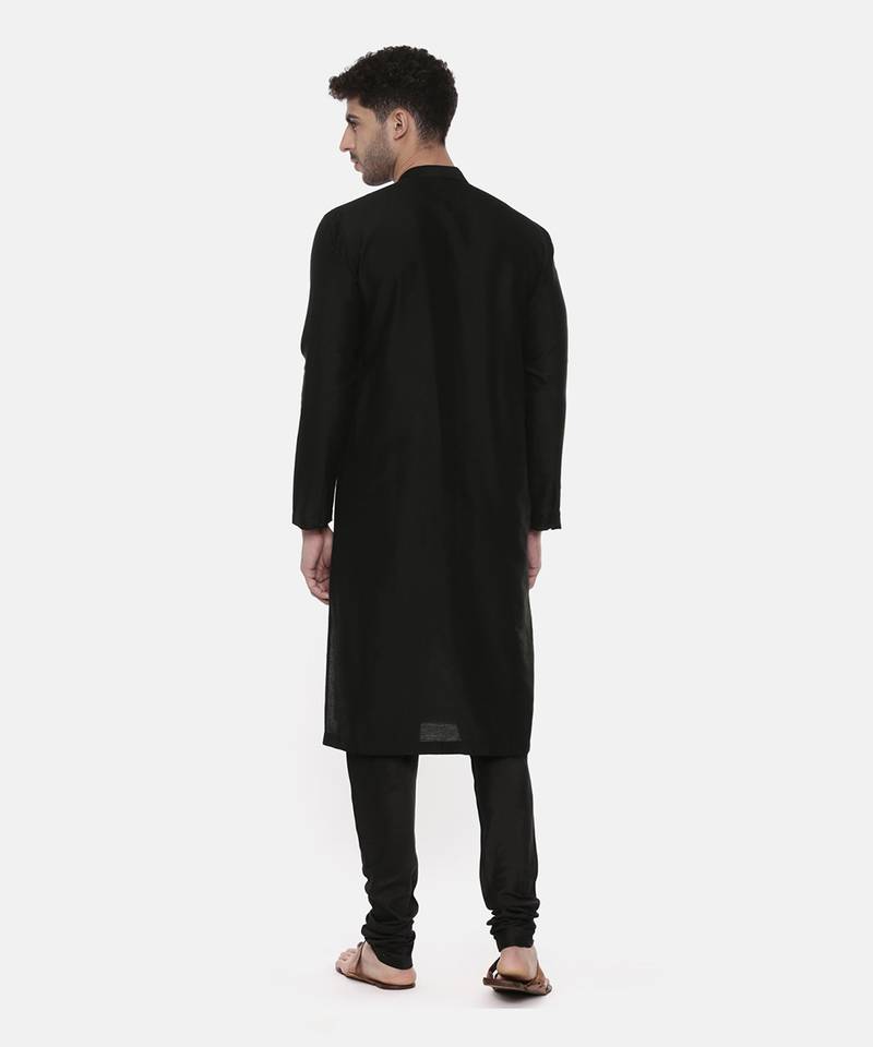 Black Silk Cut Away Kurta