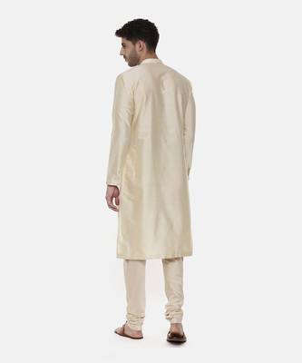 Beige Ivory Silk Cut Away Kurta 5