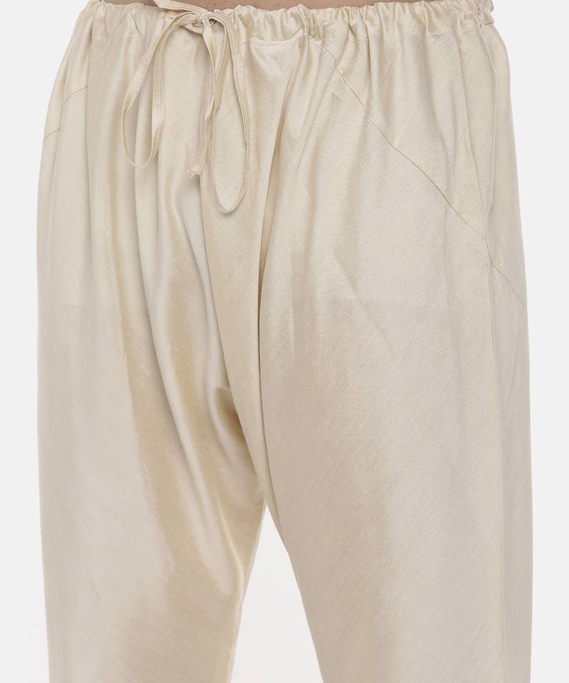 Beige Ivory Silk Cut Away Kurta