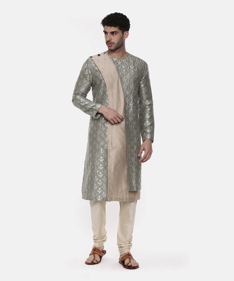 Banares Silk Brocade Green Kurta