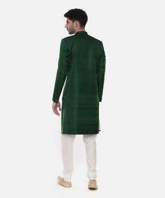 Green Silk Slub Sherwani 5