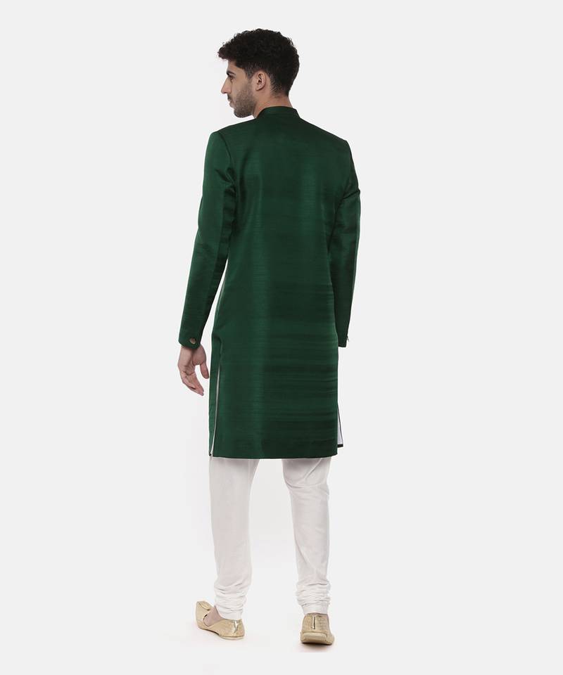 Green Silk Slub Sherwani